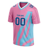 Custom Unisex Pink & Light Blue Pattern Football Jersey