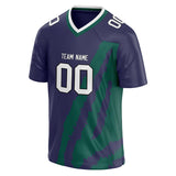 Custom Unisex Navy & Green Pattern Football Jersey