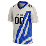 Custom Unisex White & Blue Pattern Football Jersey