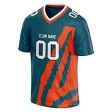 Custom Unisex Blue Green & Red Pattern Football Jersey