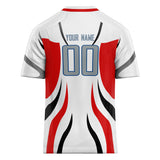 Custom Unisex White & Red Pattern Football Jersey