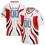 Custom Unisex White & Red Pattern Football Jersey