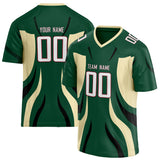 Custom Unisex Green & Cream Pattern Football Jersey