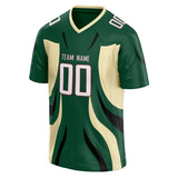 Custom Unisex Green & Cream Pattern Football Jersey