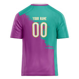 Custom Unisex Purple & Teal Pattern Football Jersey