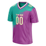 Custom Unisex Purple & Teal Pattern Football Jersey