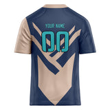 Custom Unisex Navy & Light Brown Pattern Football Jersey