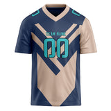 Custom Unisex Navy & Light Brown Pattern Football Jersey