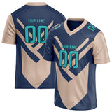 Custom Unisex Navy & Light Brown Pattern Football Jersey