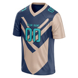 Custom Unisex Navy & Light Brown Pattern Football Jersey