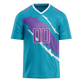 Custom Unisex Teal & Purple Pattern Football Jersey