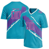 Custom Unisex Teal & Purple Pattern Football Jersey