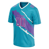 Custom Unisex Teal & Purple Pattern Football Jersey