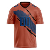 Custom Unisex Brown & Navy Pattern Football Jersey