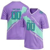 Custom Unisex Purple & Teal Pattern Football Jersey