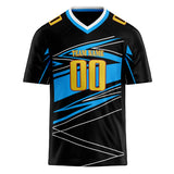 Custom Unisex Black & Blue Pattern Football Jersey