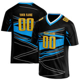 Custom Unisex Black & Blue Pattern Football Jersey