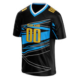 Custom Unisex Black & Blue Pattern Football Jersey