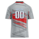 Custom Unisex Gray & Red Pattern Football Jersey