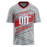 Custom Unisex Gray & Red Pattern Football Jersey