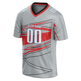 Custom Unisex Gray & Red Pattern Football Jersey