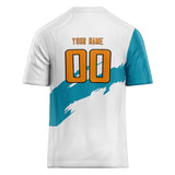 Custom Unisex White & Teal Pattern Football Jersey