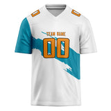 Custom Unisex White & Teal Pattern Football Jersey