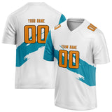 Custom Unisex White & Teal Pattern Football Jersey