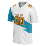 Custom Unisex White & Teal Pattern Football Jersey