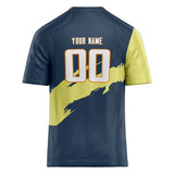 Custom Unisex Navy & Yellow Pattern Football Jersey