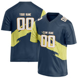 Custom Unisex Navy & Yellow Pattern Football Jersey