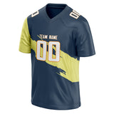 Custom Unisex Navy & Yellow Pattern Football Jersey