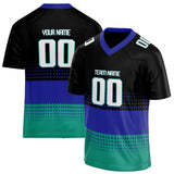 Custom Unisex Black & Royal Pattern Football Jersey