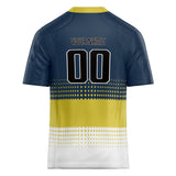 Custom Unisex Navy & Yellow Pattern Football Jersey