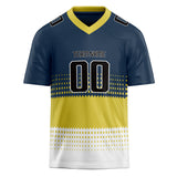 Custom Unisex Navy & Yellow Pattern Football Jersey