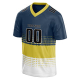 Custom Unisex Navy & Yellow Pattern Football Jersey