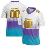 Custom Unisex White & Purple Pattern Football Jersey