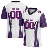 Custom Unisex White & Purple Pattern Football Jersey