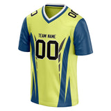 Custom Unisex Yellow & Navy Pattern Football Jersey