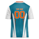 Custom Unisex Teal & White Pattern Football Jersey