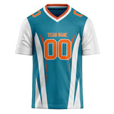 Custom Unisex Teal & White Pattern Football Jersey