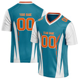 Custom Unisex Teal & White Pattern Football Jersey