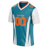 Custom Unisex Teal & White Pattern Football Jersey