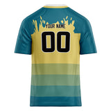 Custom Unisex Cyan Blue & Yellow Pattern Football Jersey