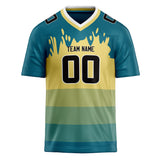 Custom Unisex Cyan Blue & Yellow Pattern Football Jersey