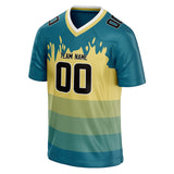 Custom Unisex Cyan Blue & Yellow Pattern Football Jersey