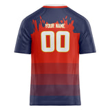 Custom Unisex Navy & Red Pattern Football Jersey