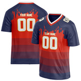 Custom Unisex Navy & Red Pattern Football Jersey