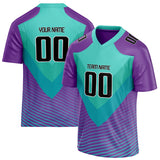 Custom Unisex Purple & Teal Pattern Football Jersey