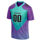 Custom Unisex Purple & Teal Pattern Football Jersey